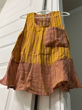 Free People Sz SML Mustard and Rust Striped Tank Top
